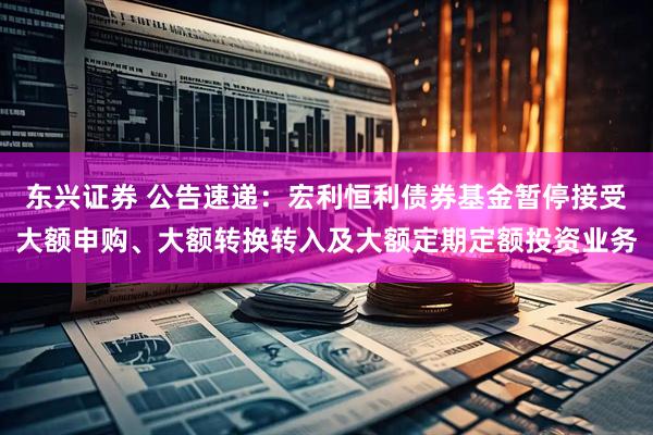 东兴证券 公告速递：宏利恒利债券基金暂停接受大额申购、大额转换转入及大额定期定额投资业务