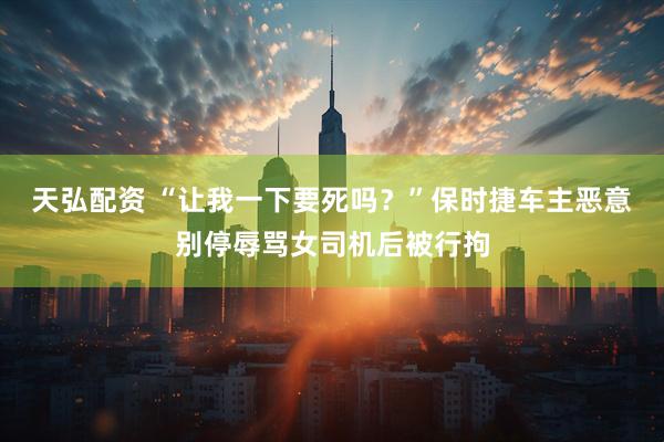 天弘配资 “让我一下要死吗？”保时捷车主恶意别停辱骂女司机后被行拘